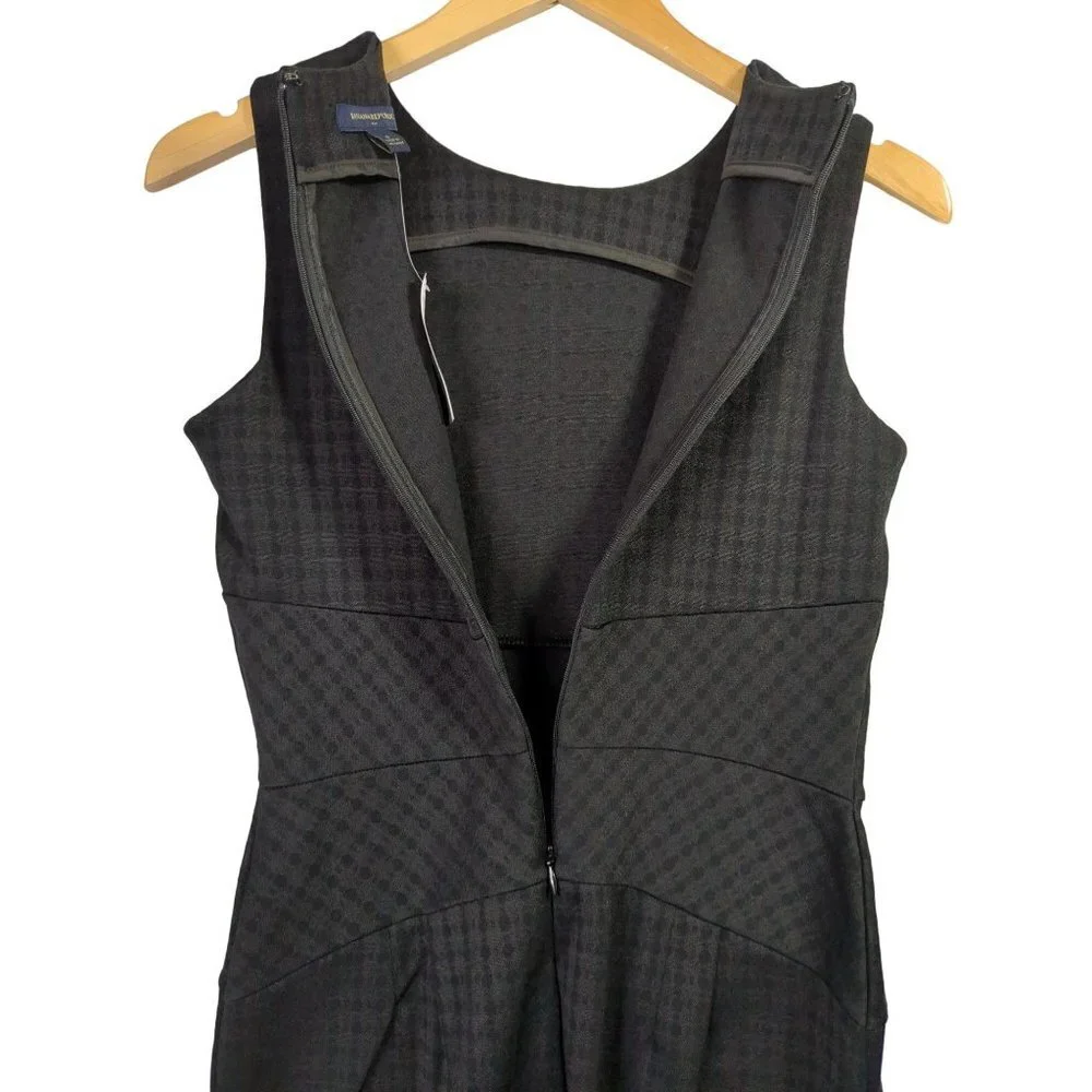 Banana Republic Sheath Dress Womens 0 Black Check Career Preppy Capsule Polished